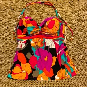 Trina Turk Gemini Printed Halter Tankini Top